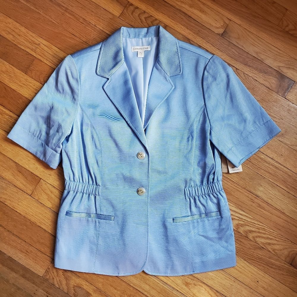 Coldwater Creek solid faille blazer jacket size 12 NWT padded shoulders‎